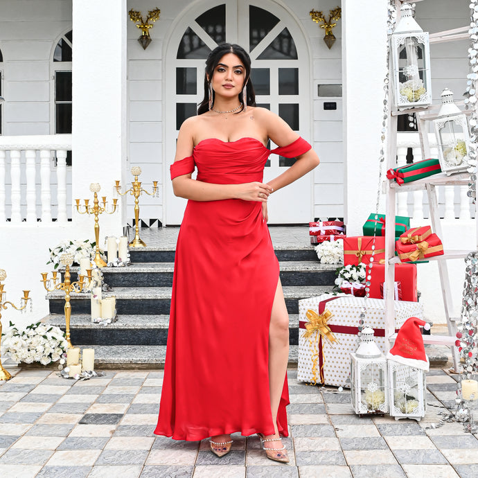 Red Velvet Affair Long Dress